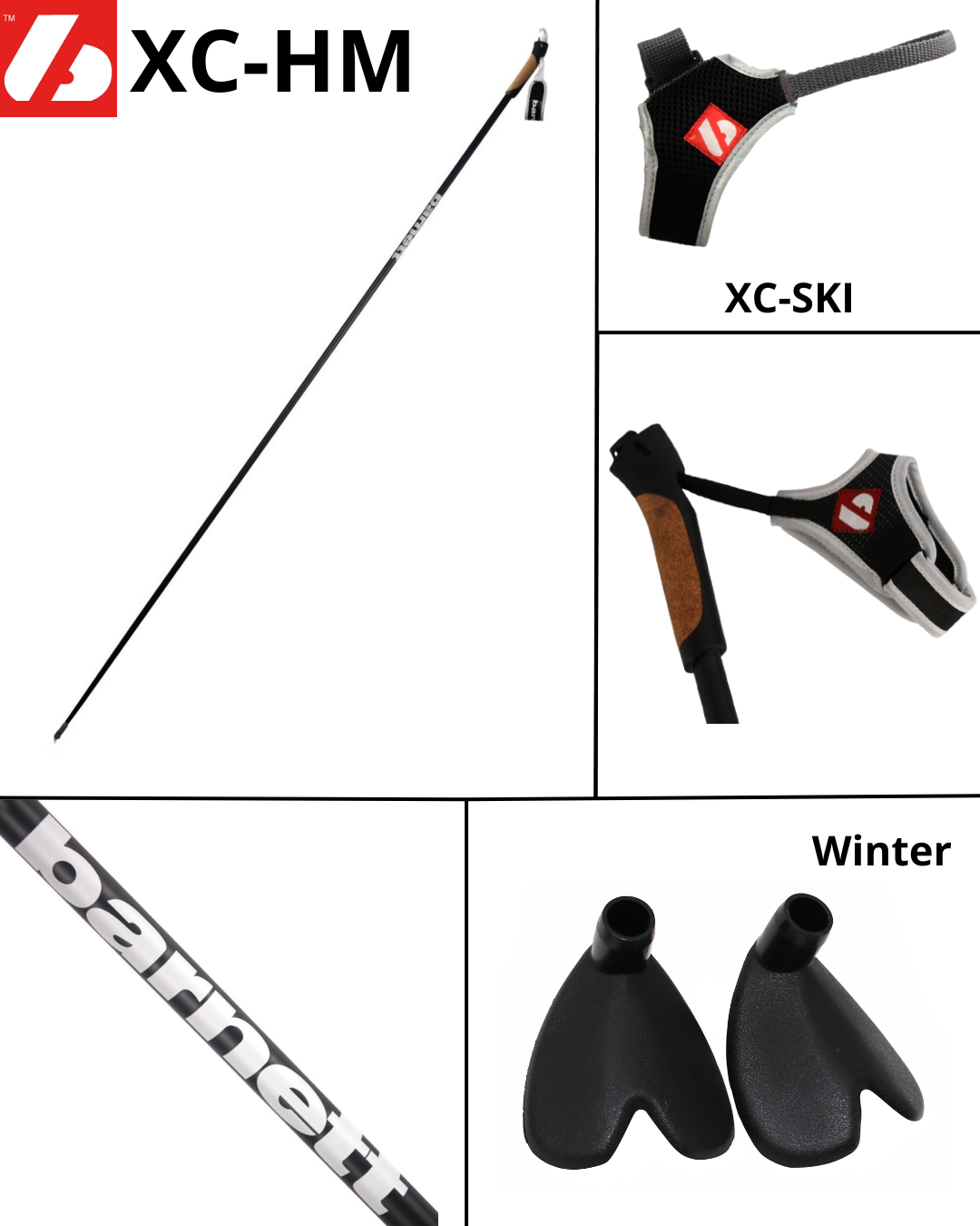 XC-HM Elite Bâtons de ski nordique et de ski à roulettes en carbone
