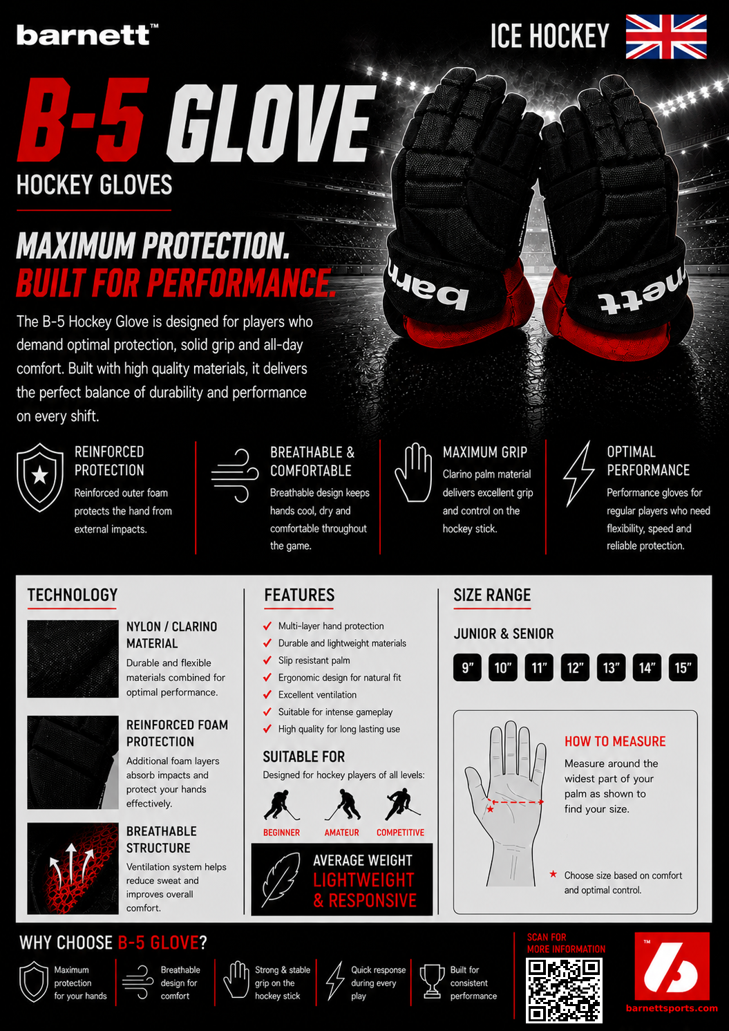 Gants de hockey sur glace B-5 Competition