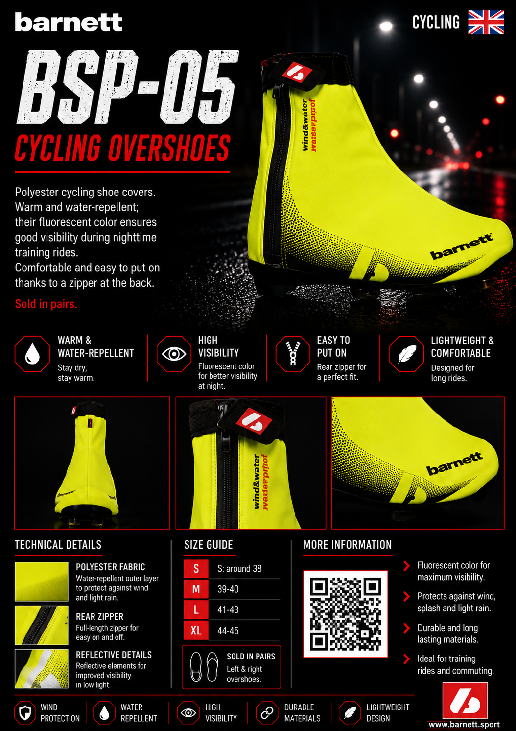 BSP-05 Surchaussures de cyclisme, Chaudes et déperlantes, Noir