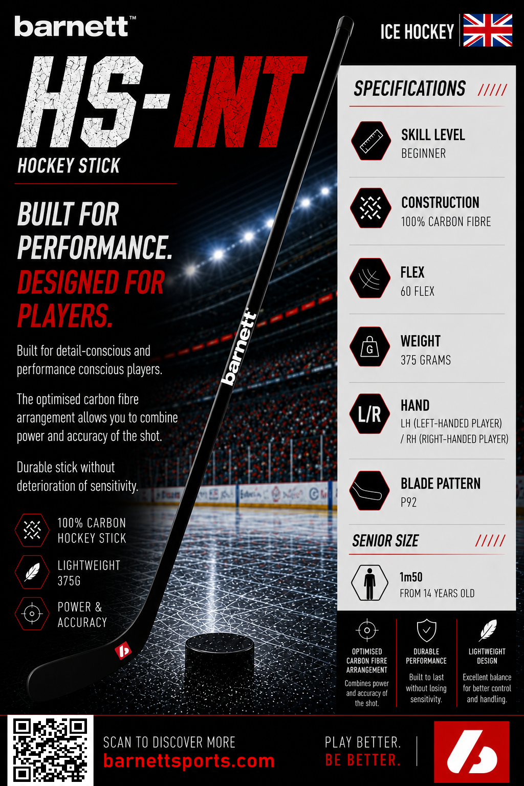 Bâton de hockey en carbone HS-INT