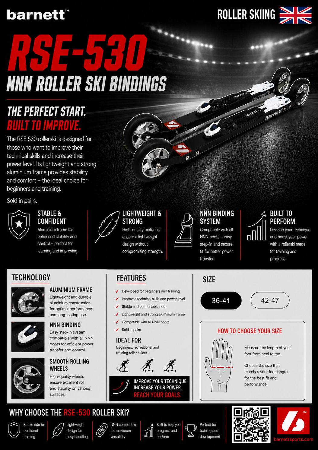 RSE-530 Fixations NNN Ski à roulettes, NOIR