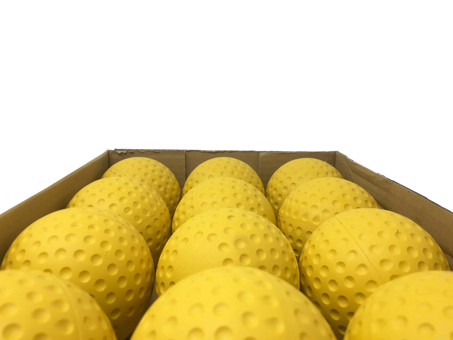 A- 123 balles de baseball pour machine à lancer, grosseur 9'', Rouge/Jaune, 12 morceaux