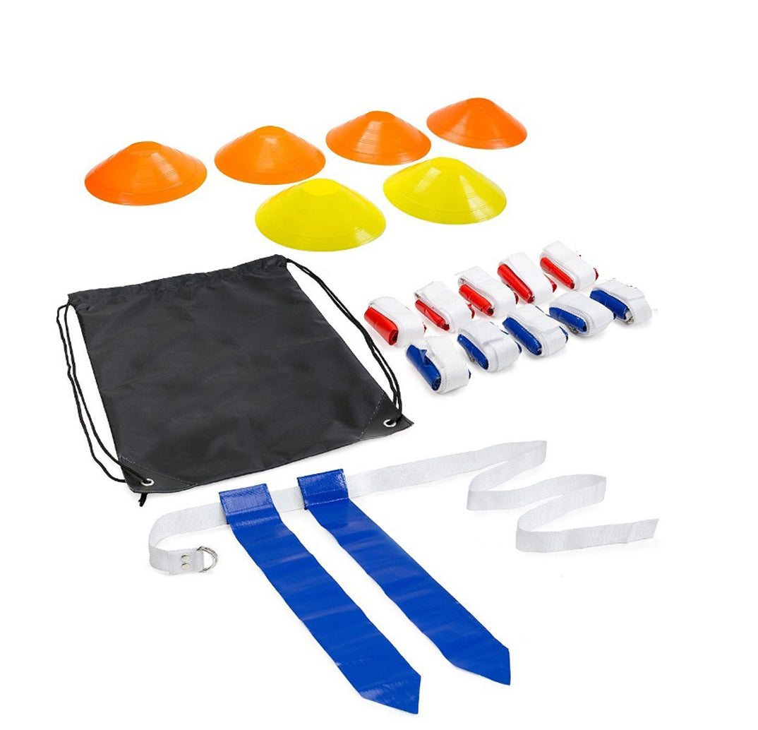 KIT FLAG FOOTBALL (6 cônes, 10 ceintures, 2 drapeaux par ceinture, un sac)