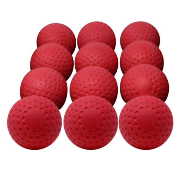 A- 123 balles de baseball pour machine à lancer, grosseur 9'', Rouge/Jaune, 12 morceaux