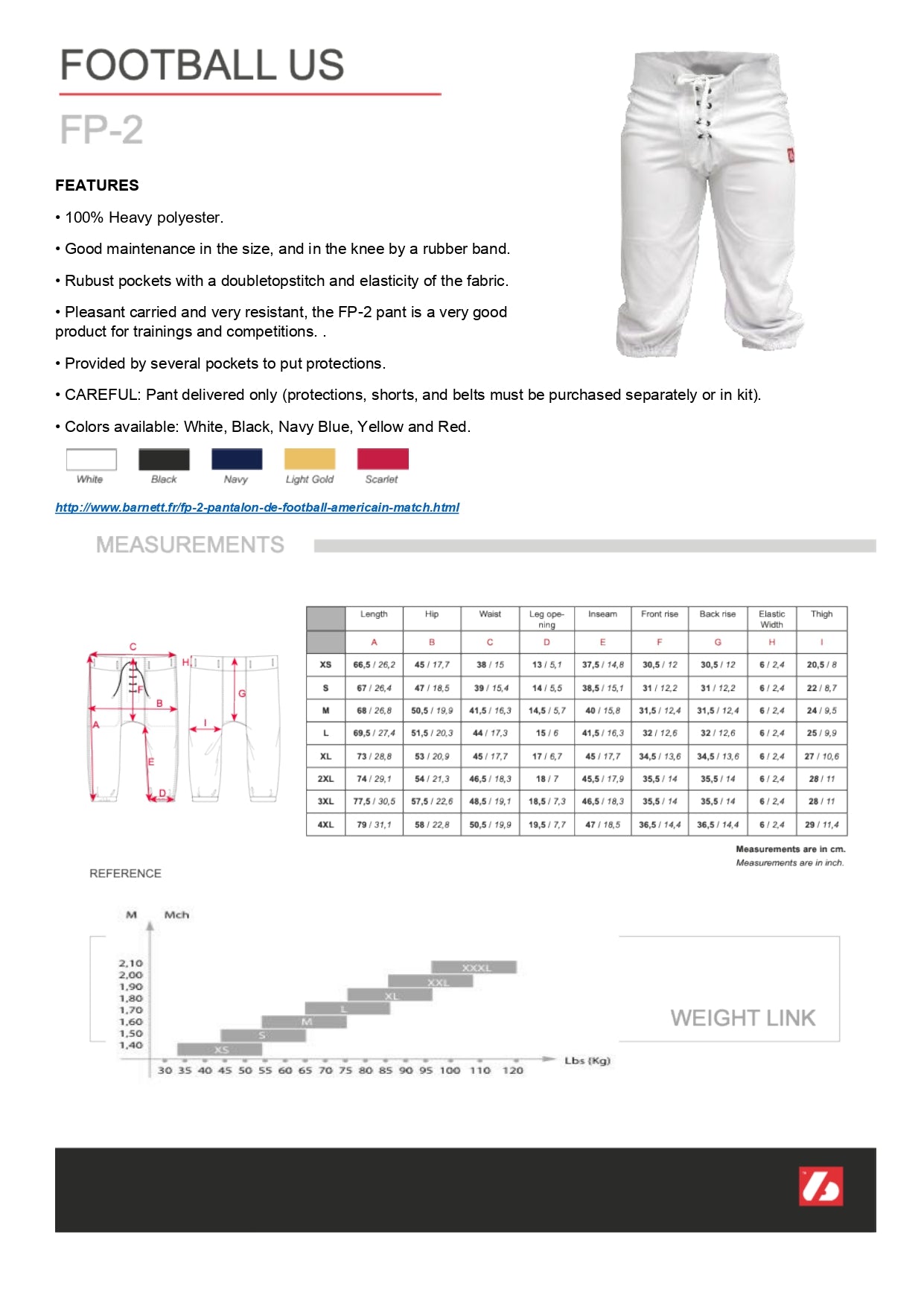 Pantalon de football FP-2, match