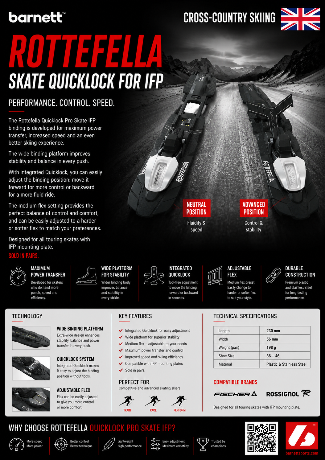 Rottefella Fixations Rottefella NNN skate Quicklock pour IFP* (X2)