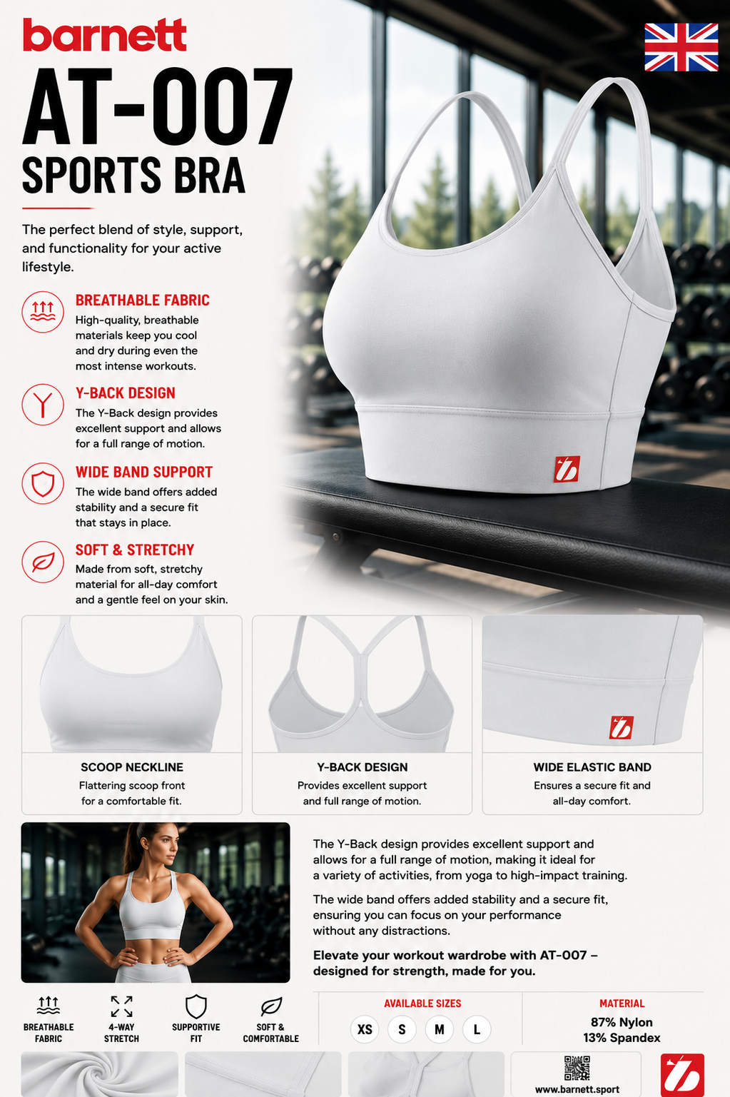 AT-007 Sports Bra White