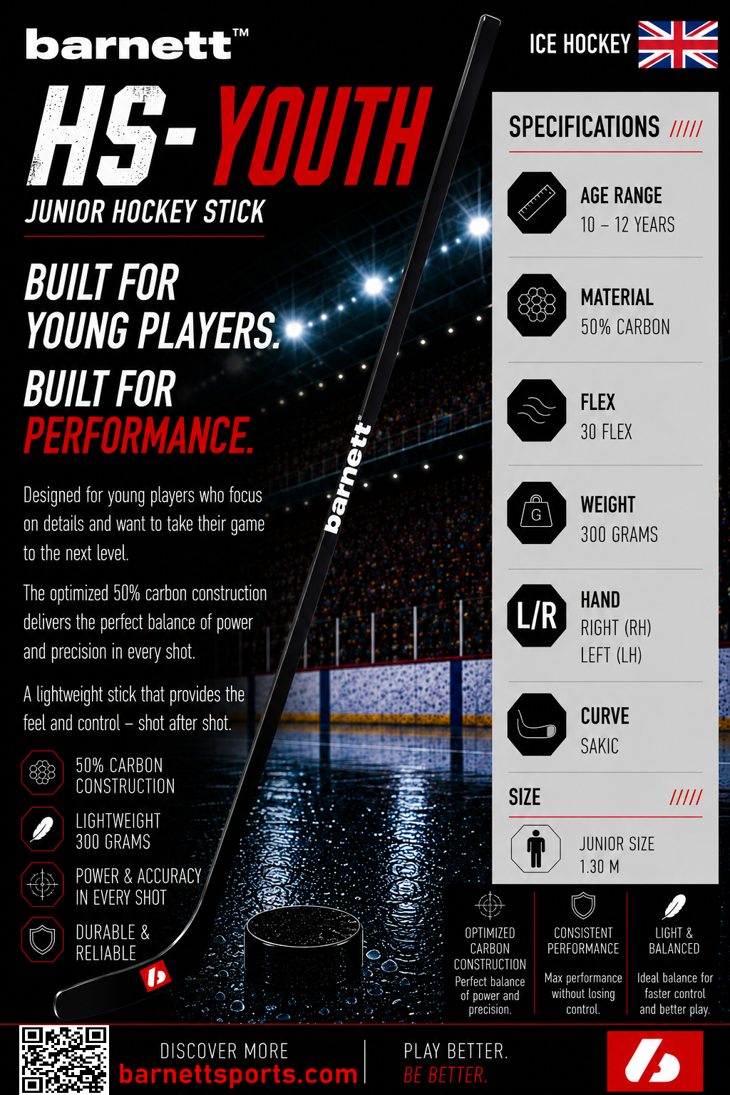 Bâton de hockey junior HS-Youth Carbon