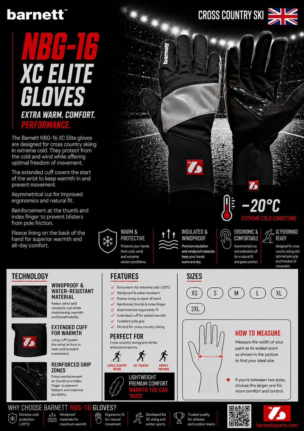 Gants hiver ski de fond élite NBG-16 xc -20°c