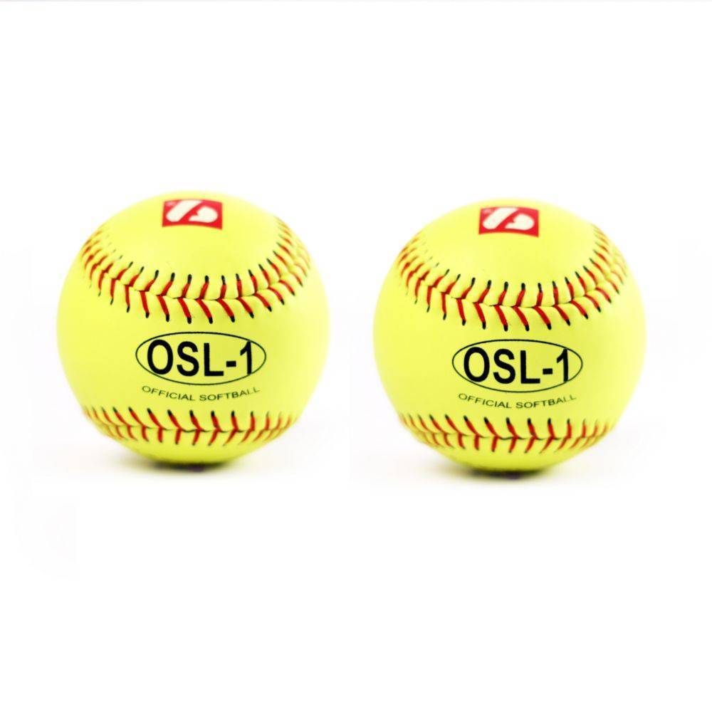 OSL-1 Balle de softball haute compétition, taille 12", jaune, 2 pièces