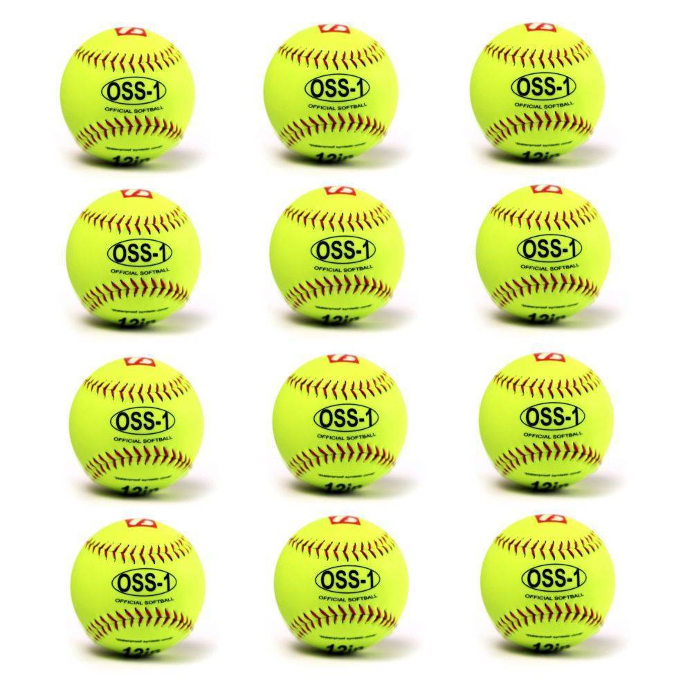 OSS-1 Balle de softball d'entraînement, taille 12", jaune, 1 douzaine