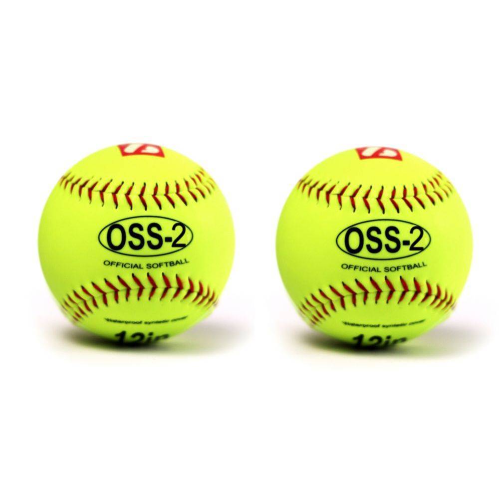 OSS-2 Balle de softball d'entraînement, toucher doux, taille 12", blanc, 2 pièces